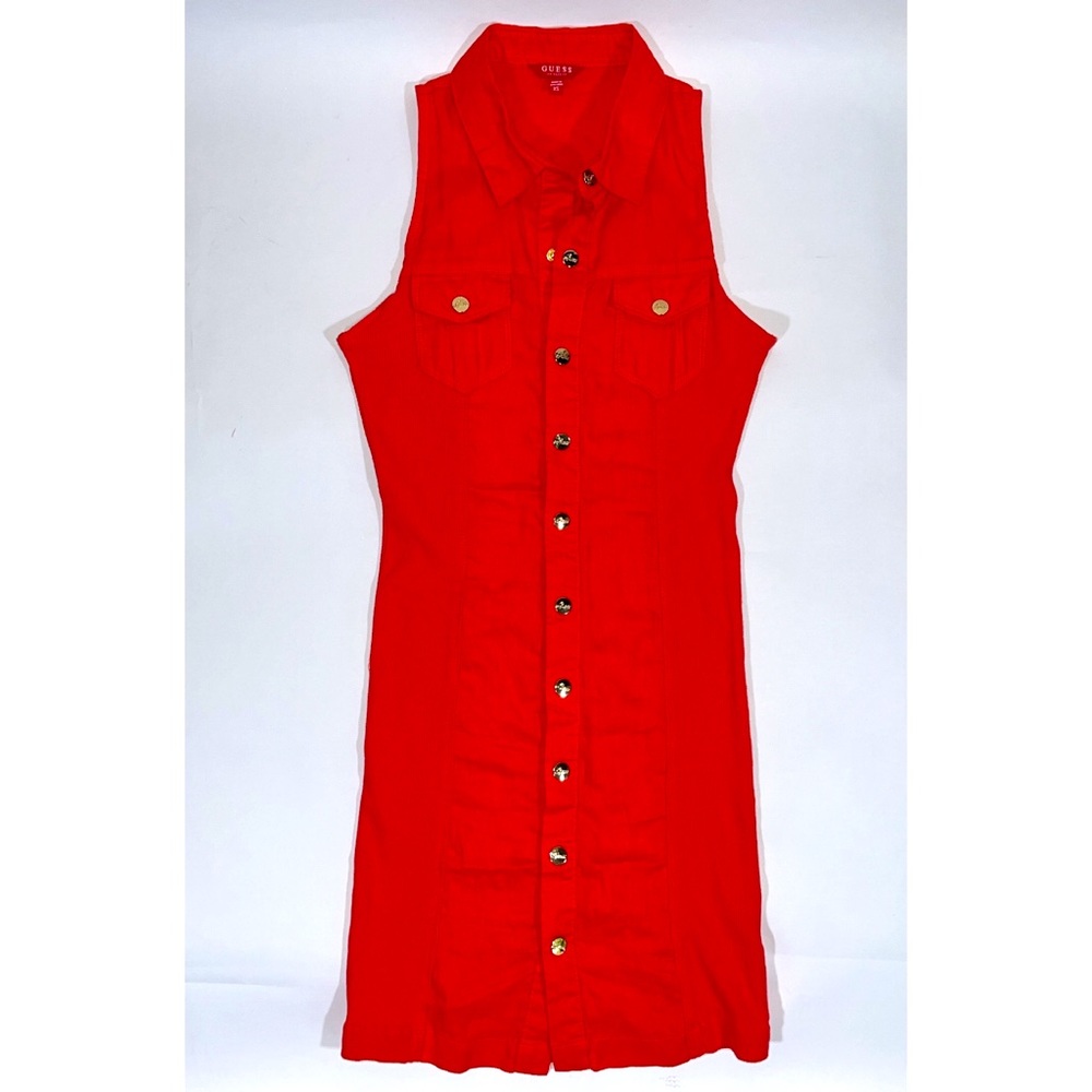 Guess Linen & Cotton Button Down Shirt Dress w/ Gold Buttons (Size: XS-S) - Picture 2 of 6